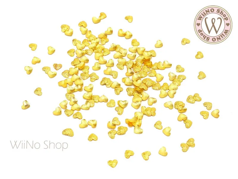 Gold Textured Heart Metal Studs - 25 pcs (2.2mm/3mm)