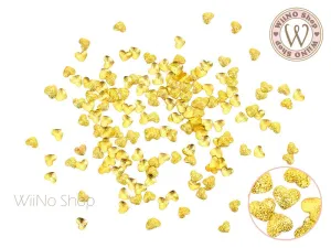Gold Textured Heart Metal Studs - 25 pcs (2.2mm/3mm)