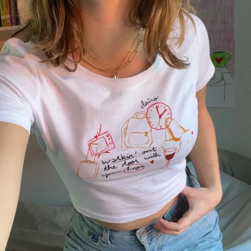 Graphic Sketch Stylish White Tee