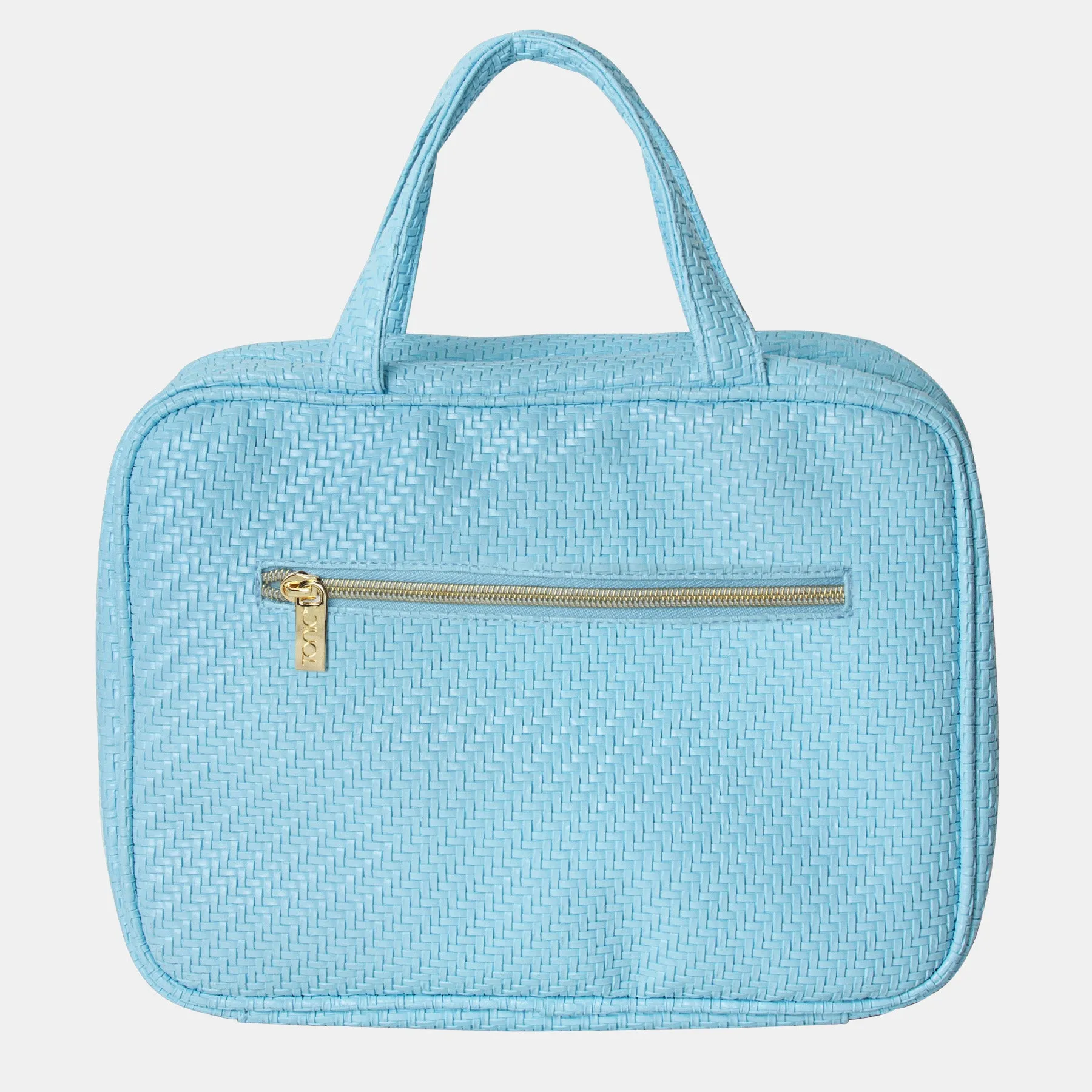 Hanging Cosmetic Bag - Herringbone Bluebell