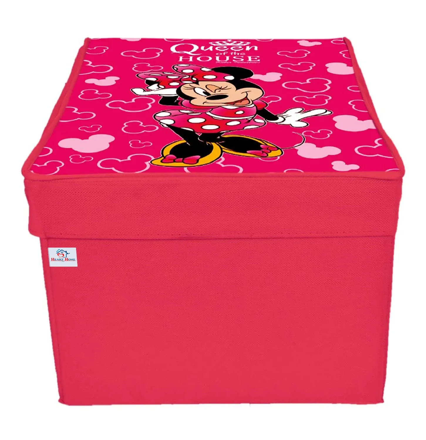 Heart Home Disney Minnie Printed Multipurposes Non-Woven Flodable Storage Box/Oragnizer (Pink)-HS43HEARTH26578