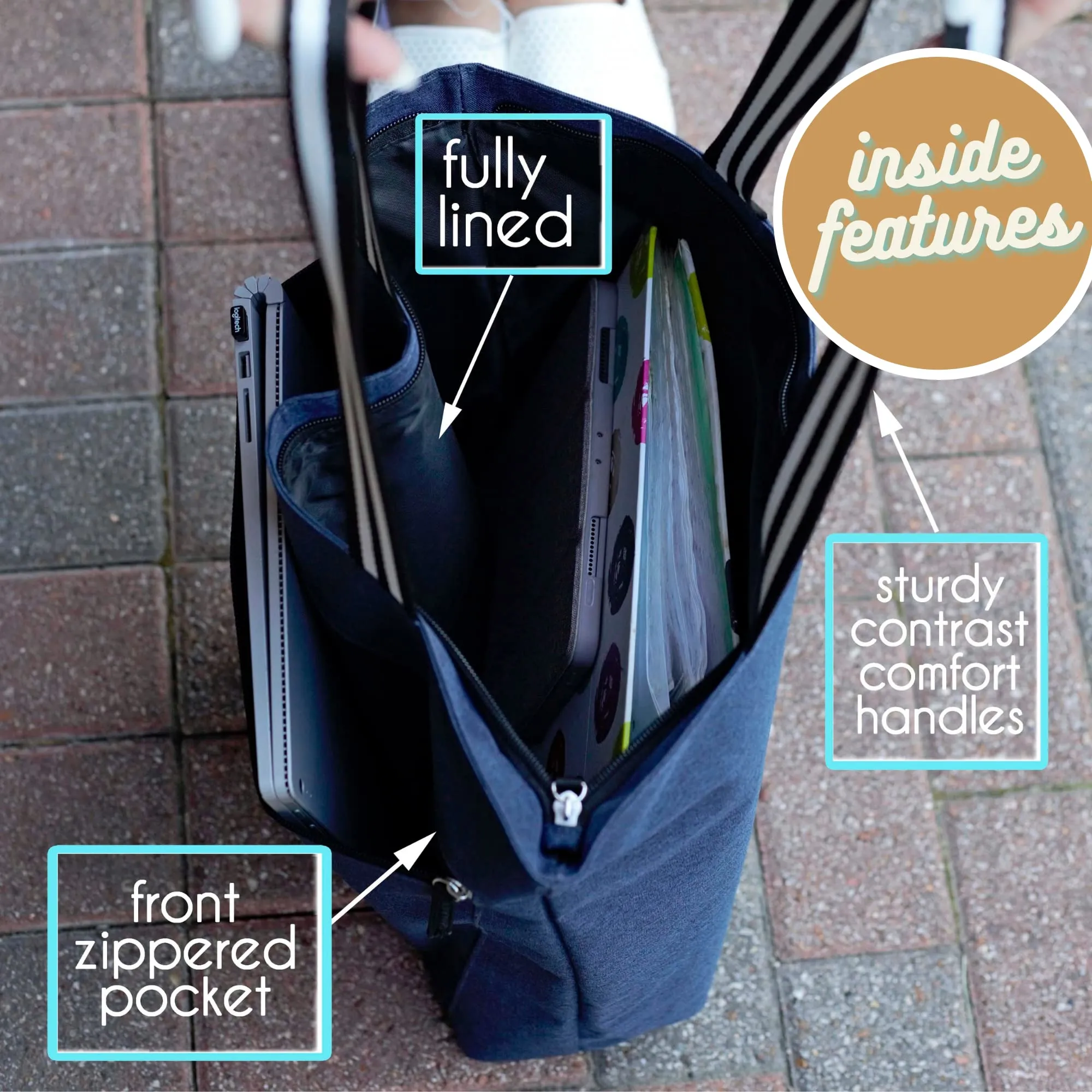 I Will Stab You Teal Lexie Tote Bag for Medical Workers