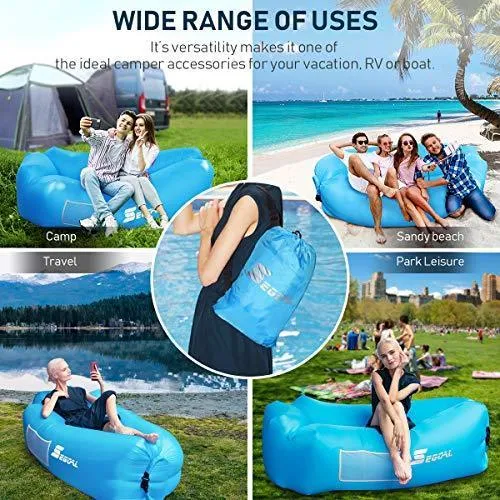 Inflatable Lounger Air Sofa Pouch Inflatable Couch Air Chair Hammock with Pillow Portable Waterproof Anti-Air Leaking for Outdoor Camping Hiking Travel Pool Beach Picnic Backyard Lakeside Christmas
