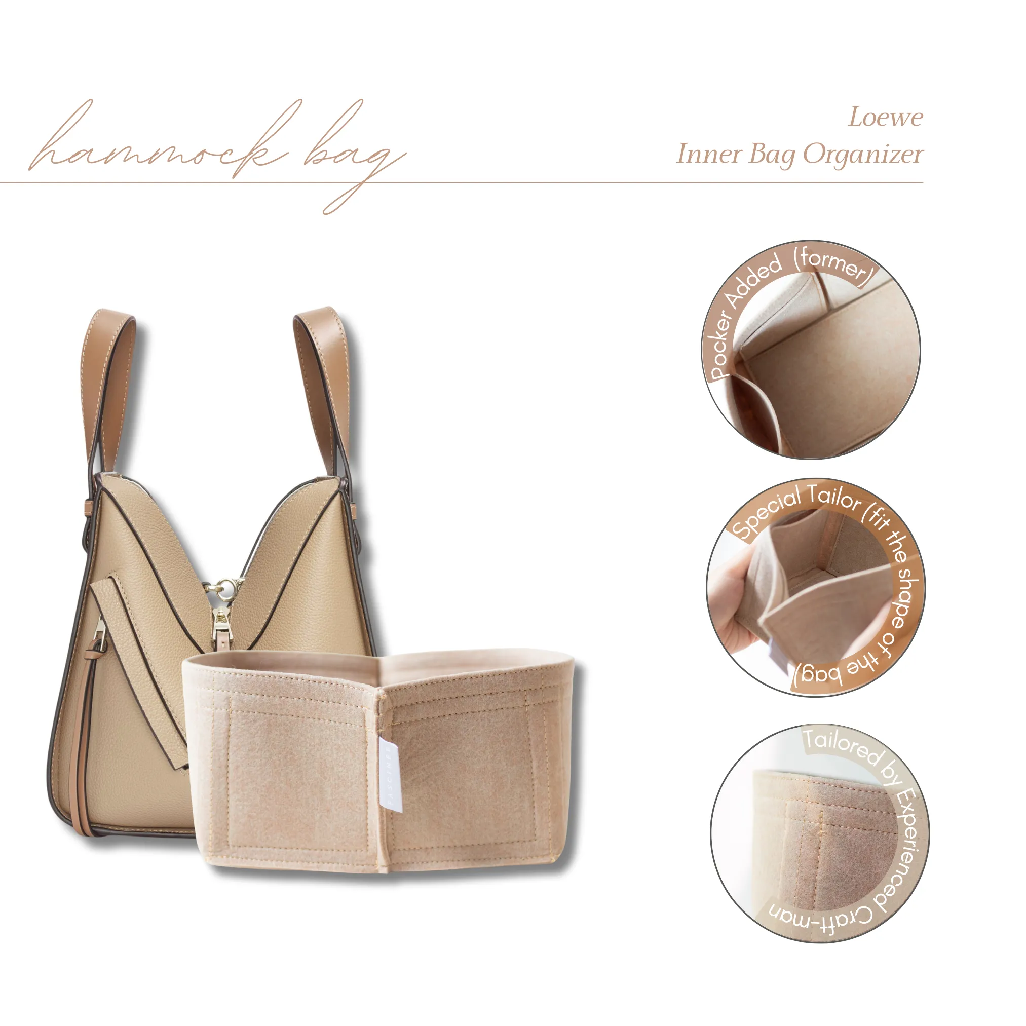 Inner Bag Organizer - Loewe Zipper Hammock | 3 sizes