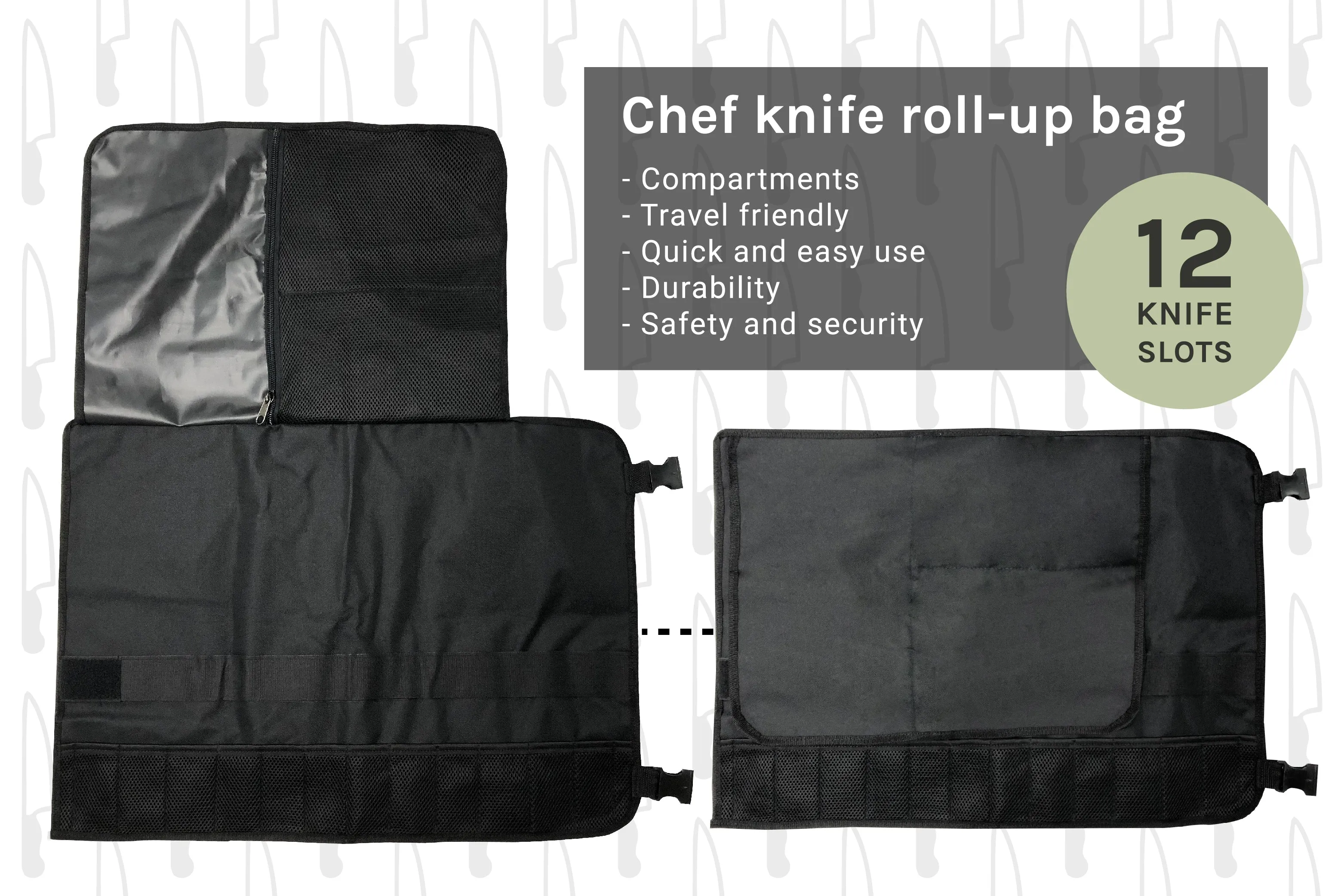 Kitchen Leather Knife Bag, Large