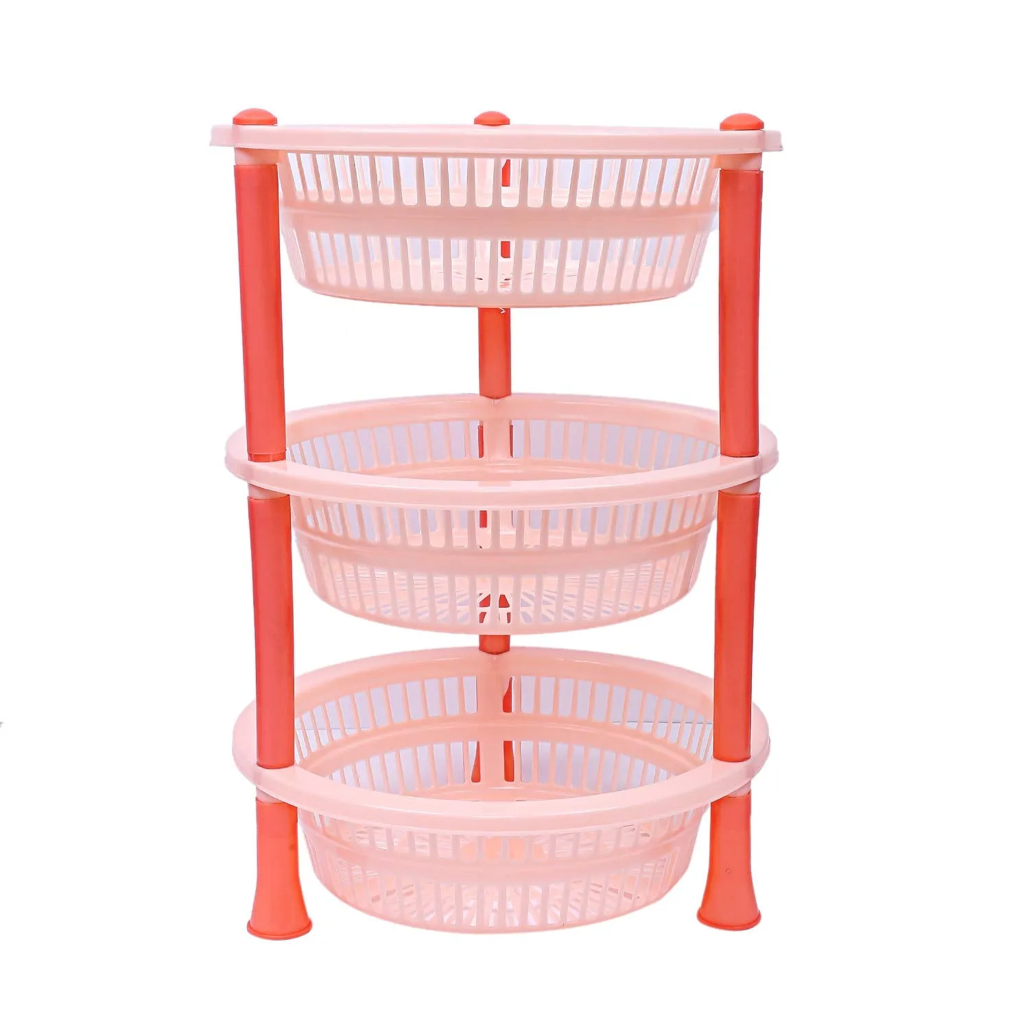 Kuber industries Plastic 3 Layer Multi-Purpose Kitchen Storage Basket Rack (Beige)-CTKTC13195