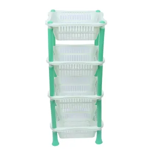 Kuber industries Plastic 4 Layer Multi-Purpose Kitchen Storage Basket Rack (Green)-CTKTC13263