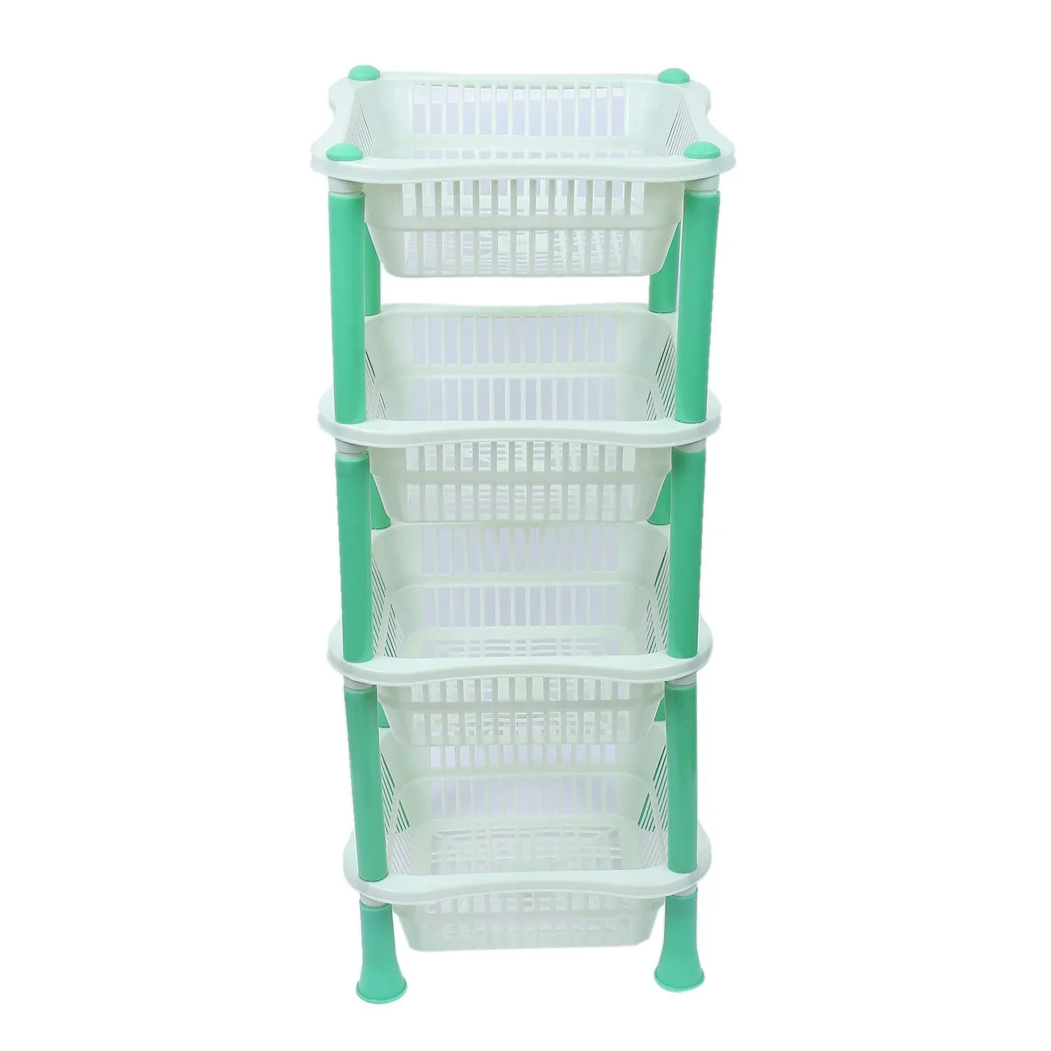 Kuber industries Plastic 4 Layer Multi-Purpose Kitchen Storage Basket Rack (Green)-CTKTC13263