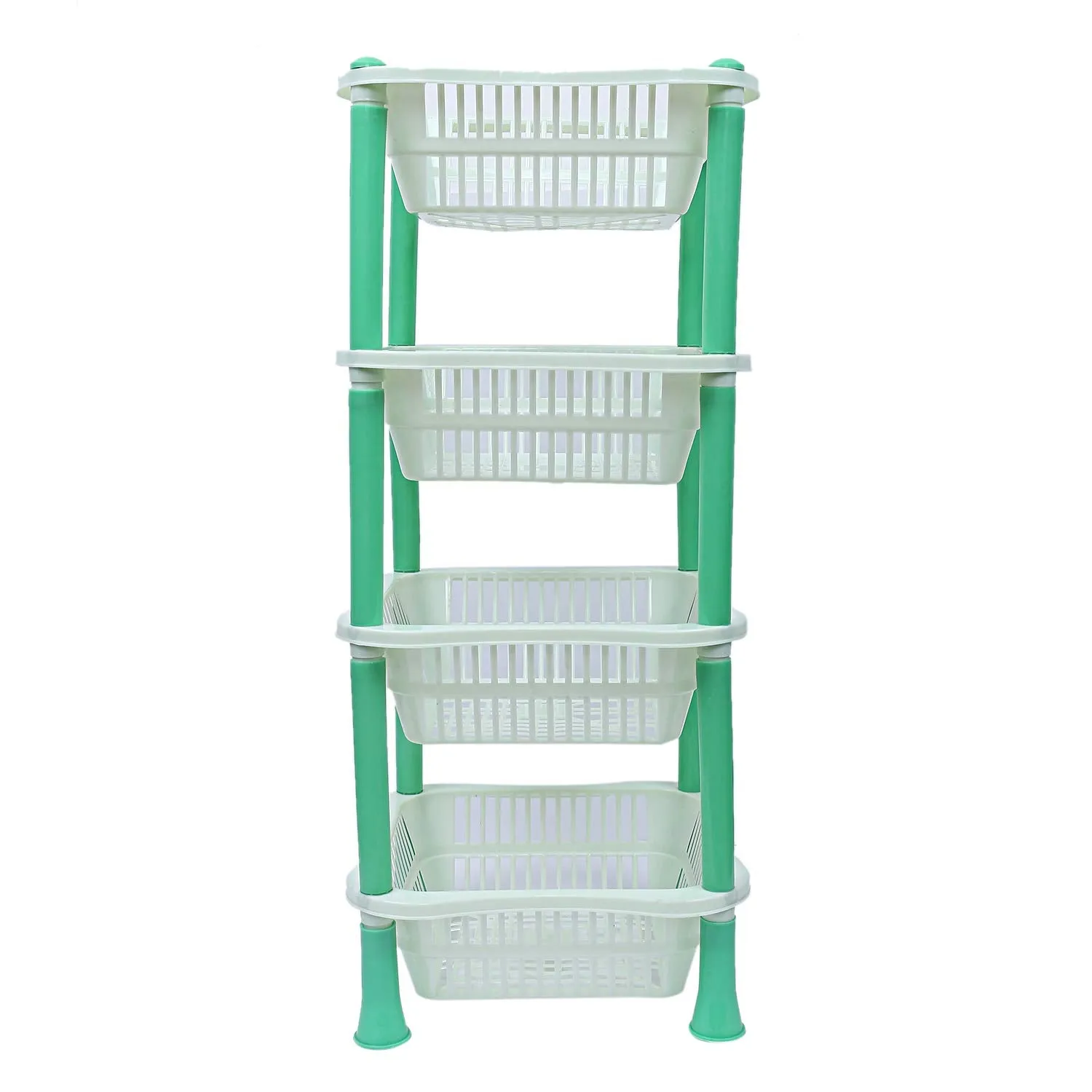 Kuber industries Plastic 4 Layer Multi-Purpose Kitchen Storage Basket Rack (Green)-CTKTC13263