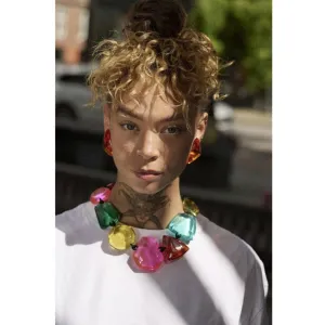 Laka Monies Acrylic Multi-color Necklace