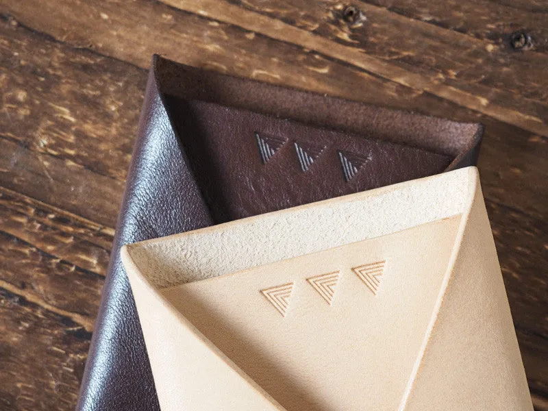 Leather Folded Card Wallet #Natural Nude