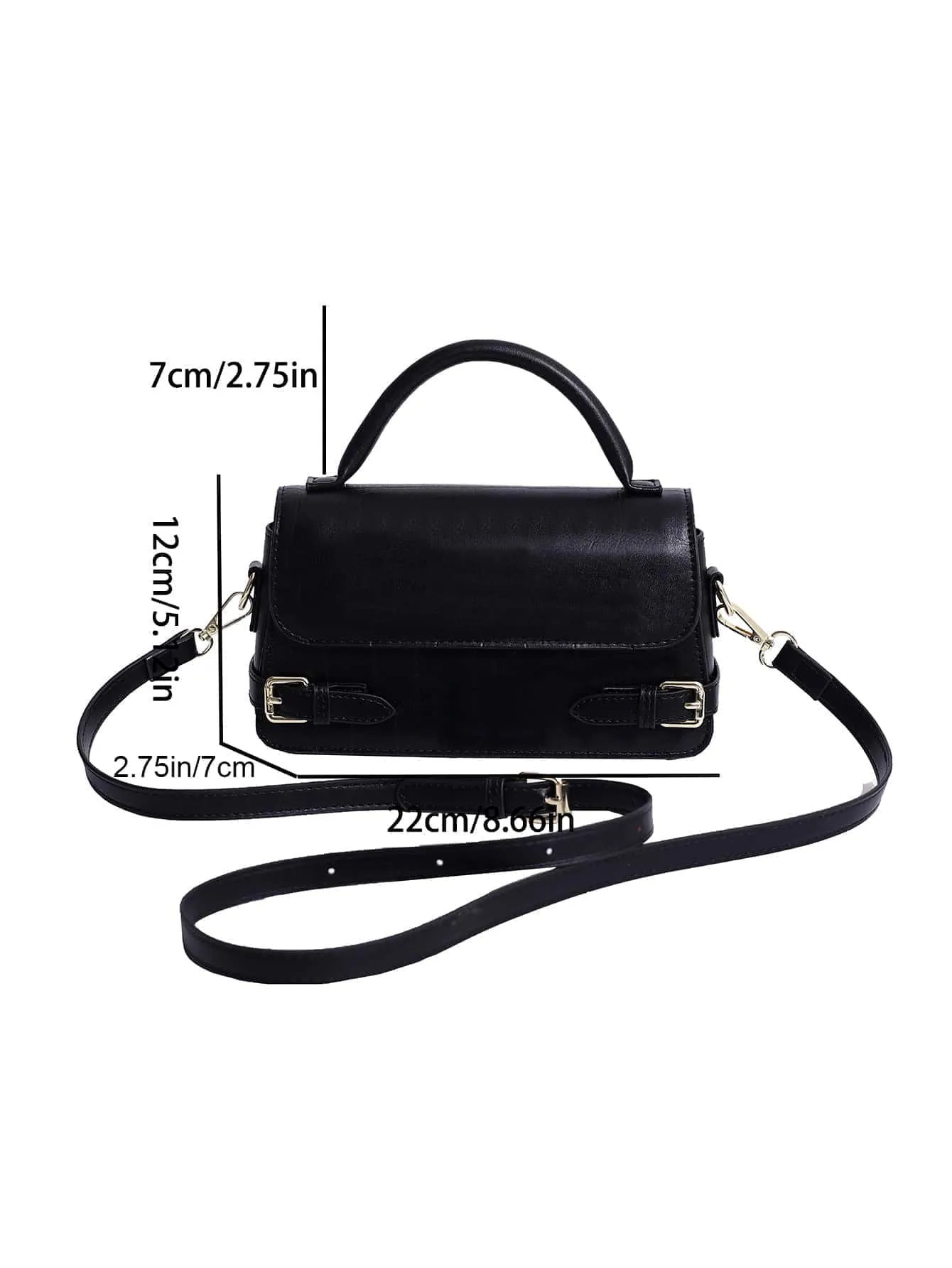Letter Embossed Buckle Decor Flap Square Bag