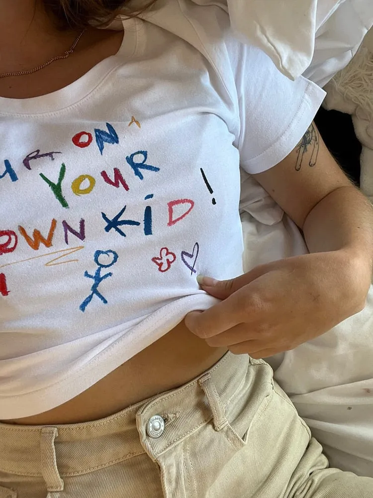 Letter Graphic Stylish Print Crop Top