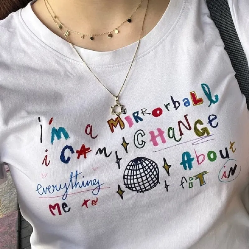 Letter Graphic Stylish Print Crop Top