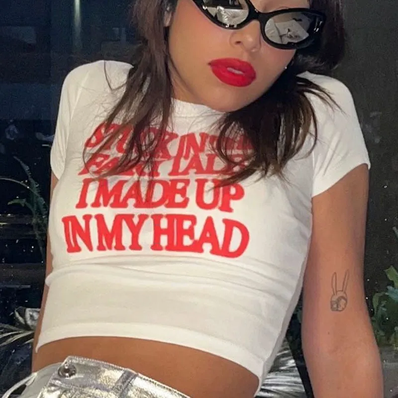 Letter Red Stylish Printed White Tee