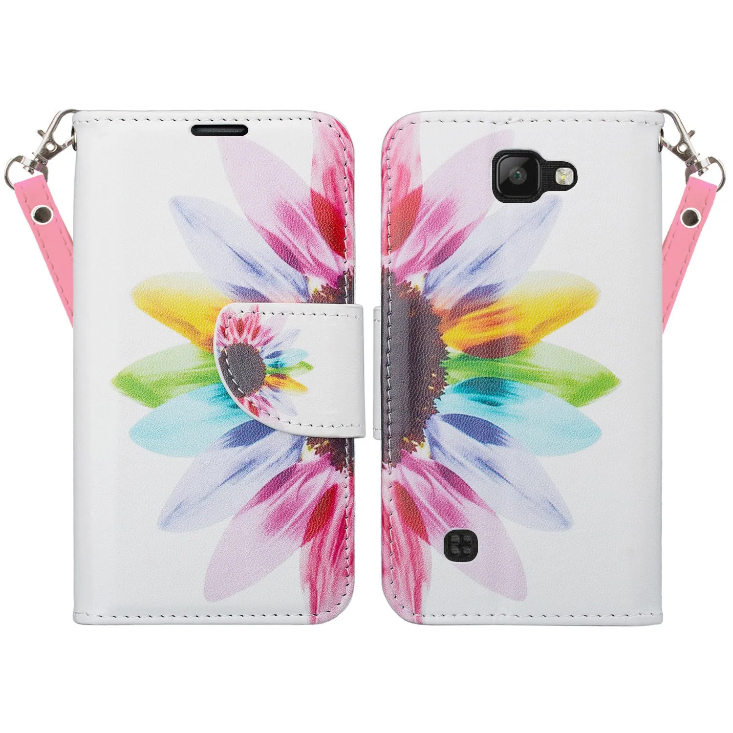 LG K3 Case,  Wrist Strap Pu Leather Magnetic Flip Fold[Kickstand] Wallet Case with ID & Card Slots for LG K3 - Vivid Sunflower