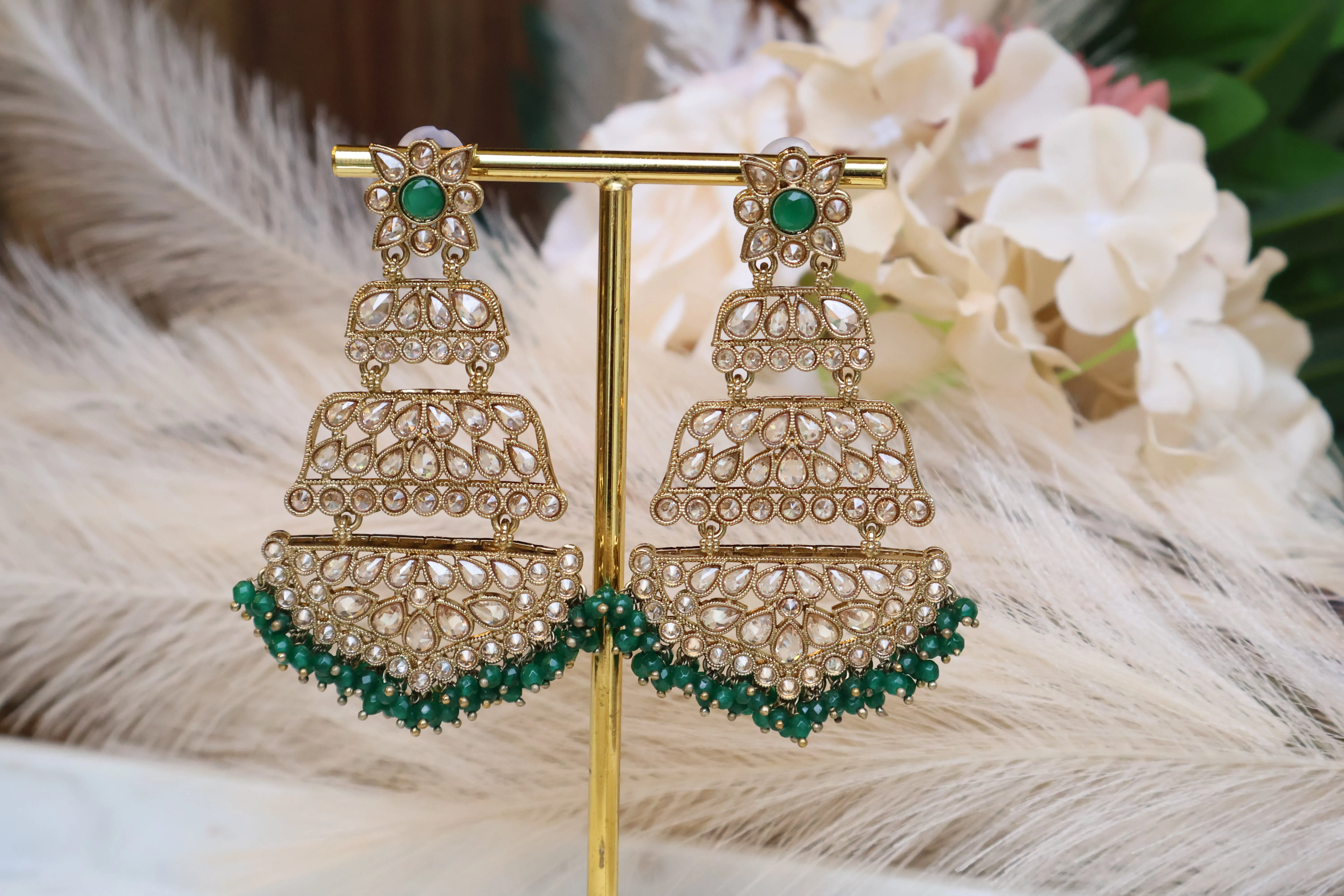 Long Green Stylish Earring