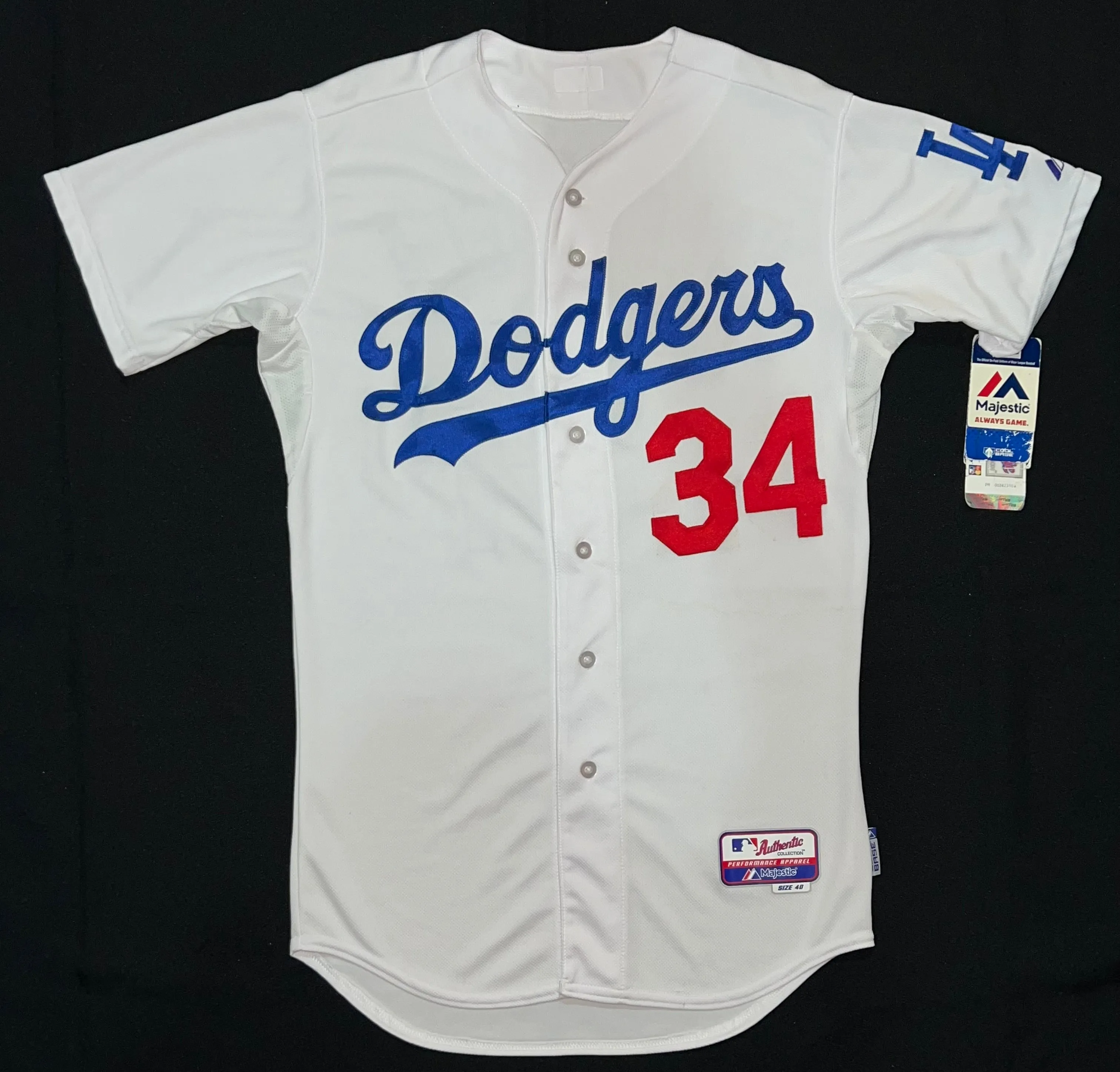 Los Angeles Dodgers MLB Majestic #34 Valenzuela Authentic Collection Mens Jersey