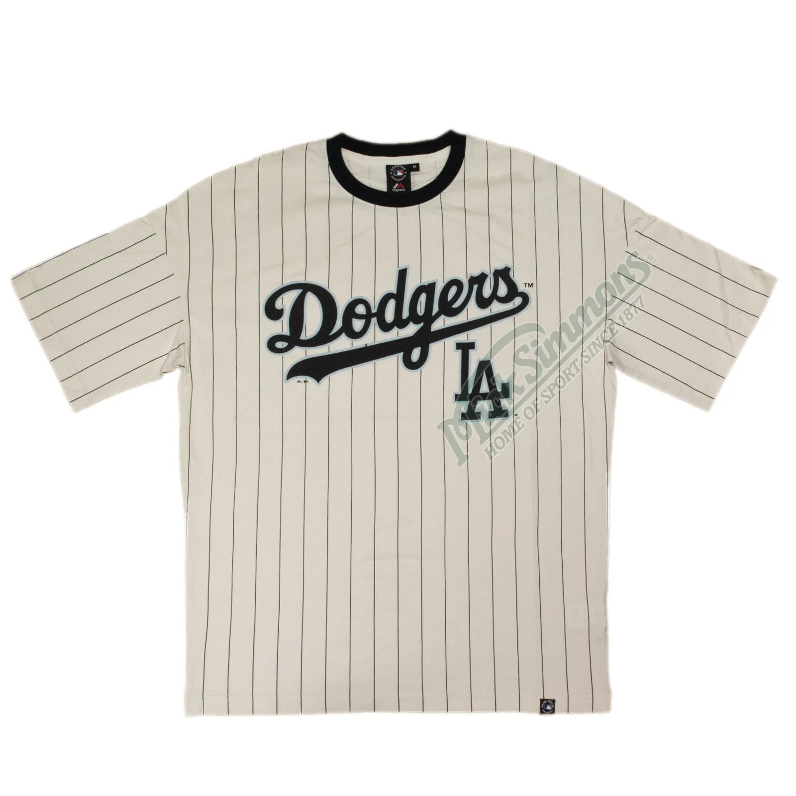 Los Angeles Dodgers Vintage T-shirt STRIPED RINGER MLB Baseball by Majestic - White