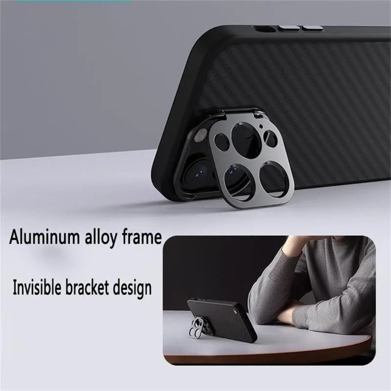 Magnetic Aramid Fiber Phone Case With Kickstand For iPhone