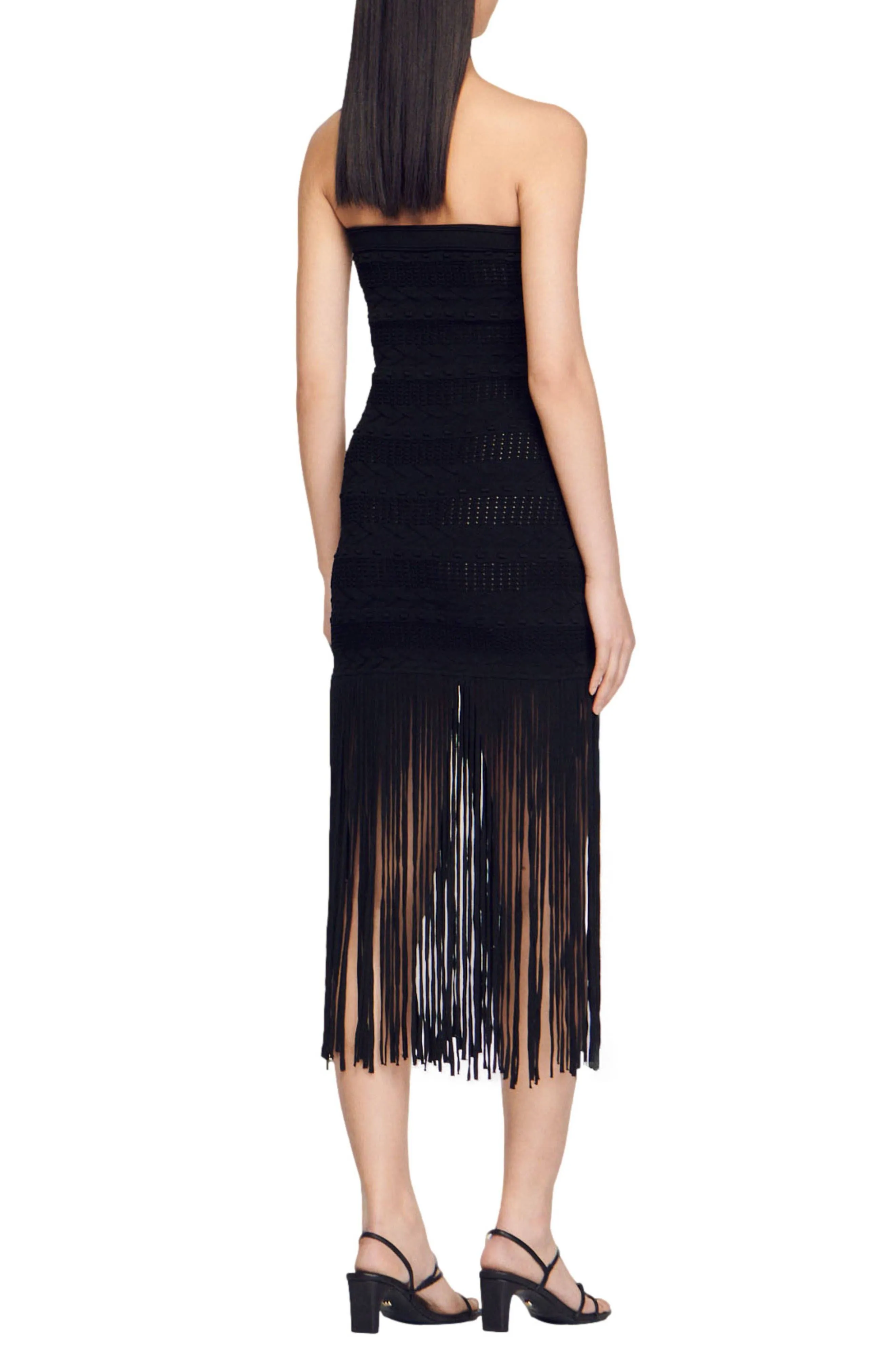 Maldives Crochet Stylish Fringe Strapless Dress