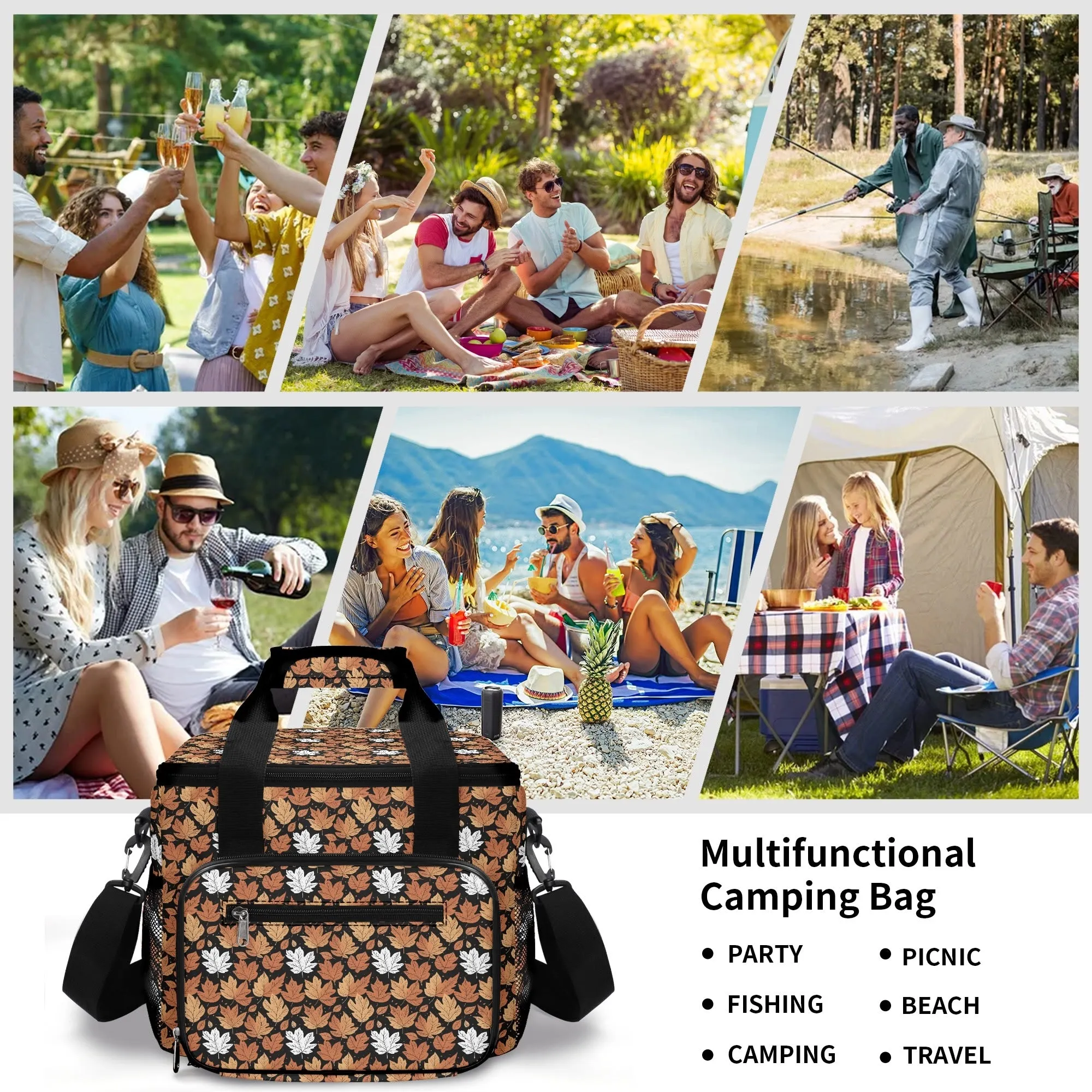 Maple Leaves Insulated Leakproof Cooler Bag Lunch Box