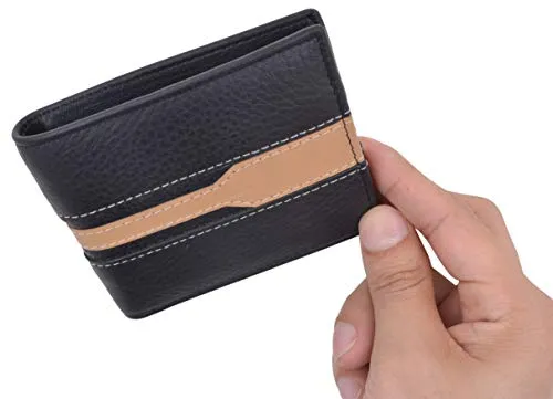 Men's Premium Center Flap Card ID Holder Bifold Wallet With Zipper Coin Pocket