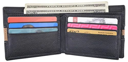 Men's Premium Center Flap Card ID Holder Bifold Wallet With Zipper Coin Pocket
