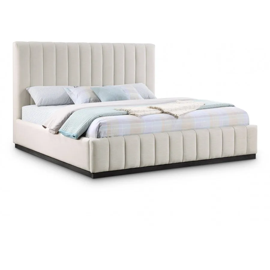 Meridian Furniture Lucia Linen Textured Fabric Bed