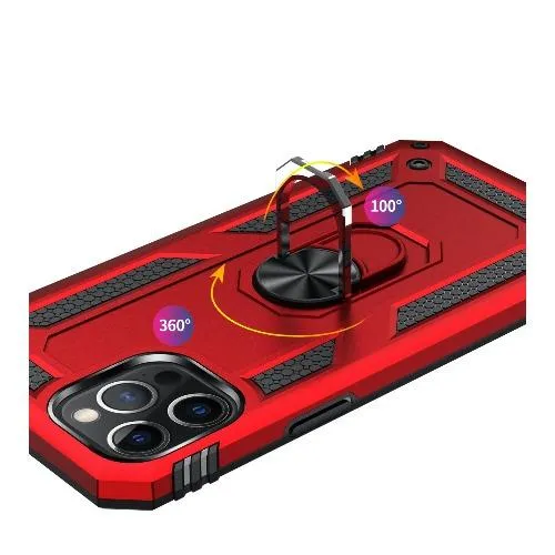 Military Series Red Kickstand Case - iPhone 12 Pro Max