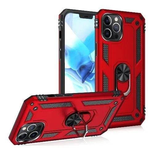 Military Series Red Kickstand Case - iPhone 12 Pro Max