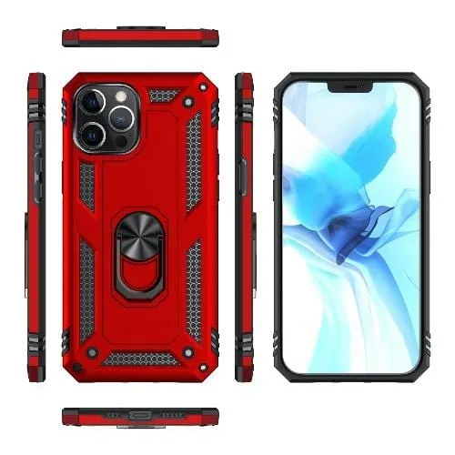 Military Series Red Kickstand Case - iPhone 12 Pro Max