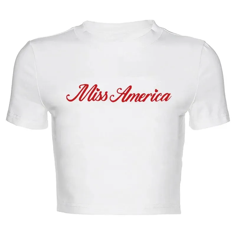 Miss America Stylish Print Crop Top