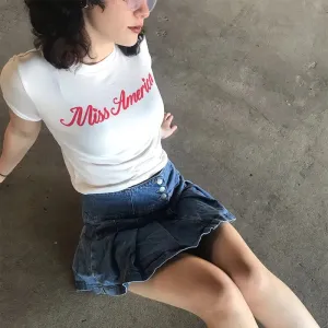 Miss America Stylish Print Crop Top
