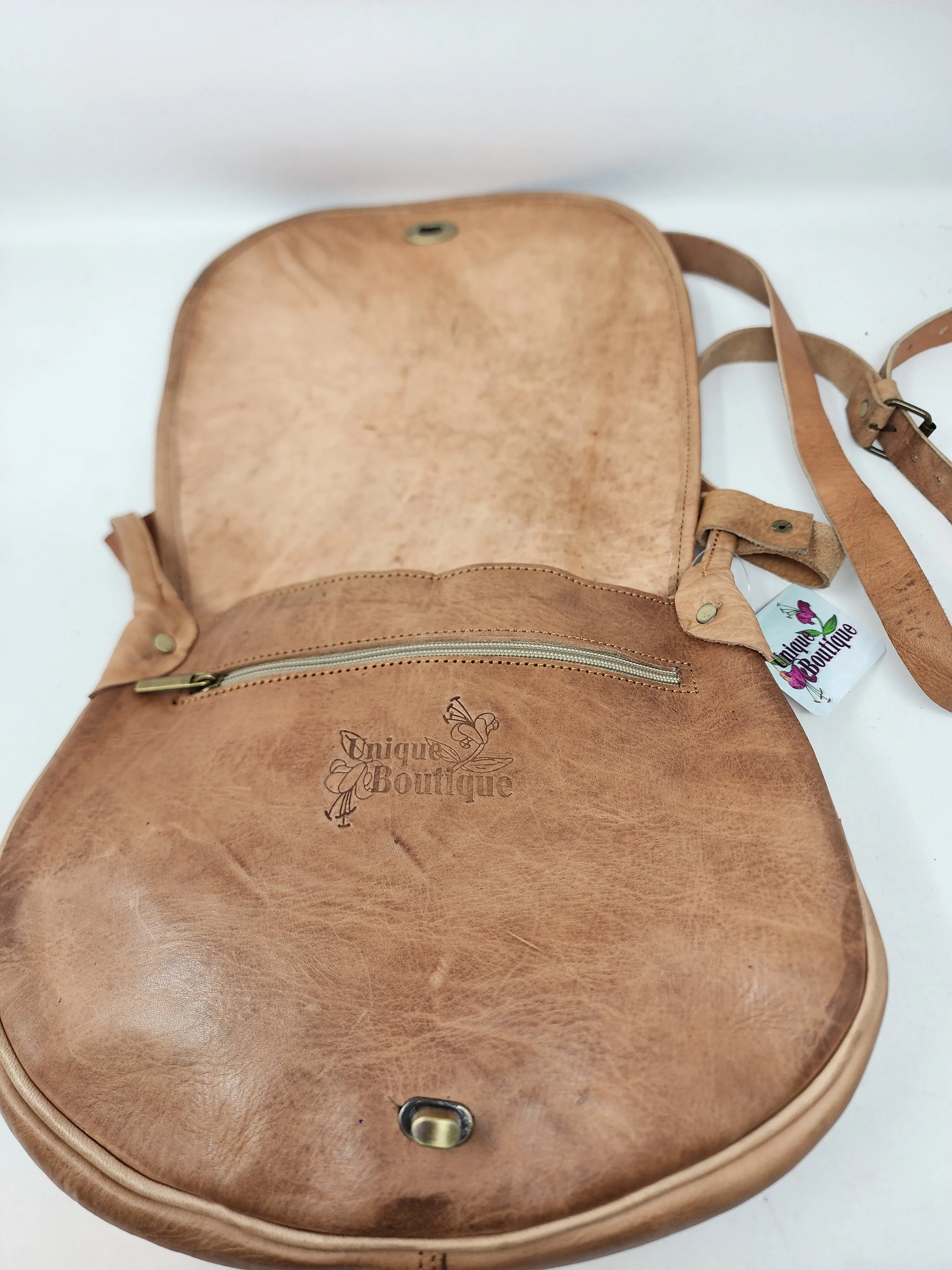 MORROCAN LEATHER STUDDED COIN SADDLE BAG