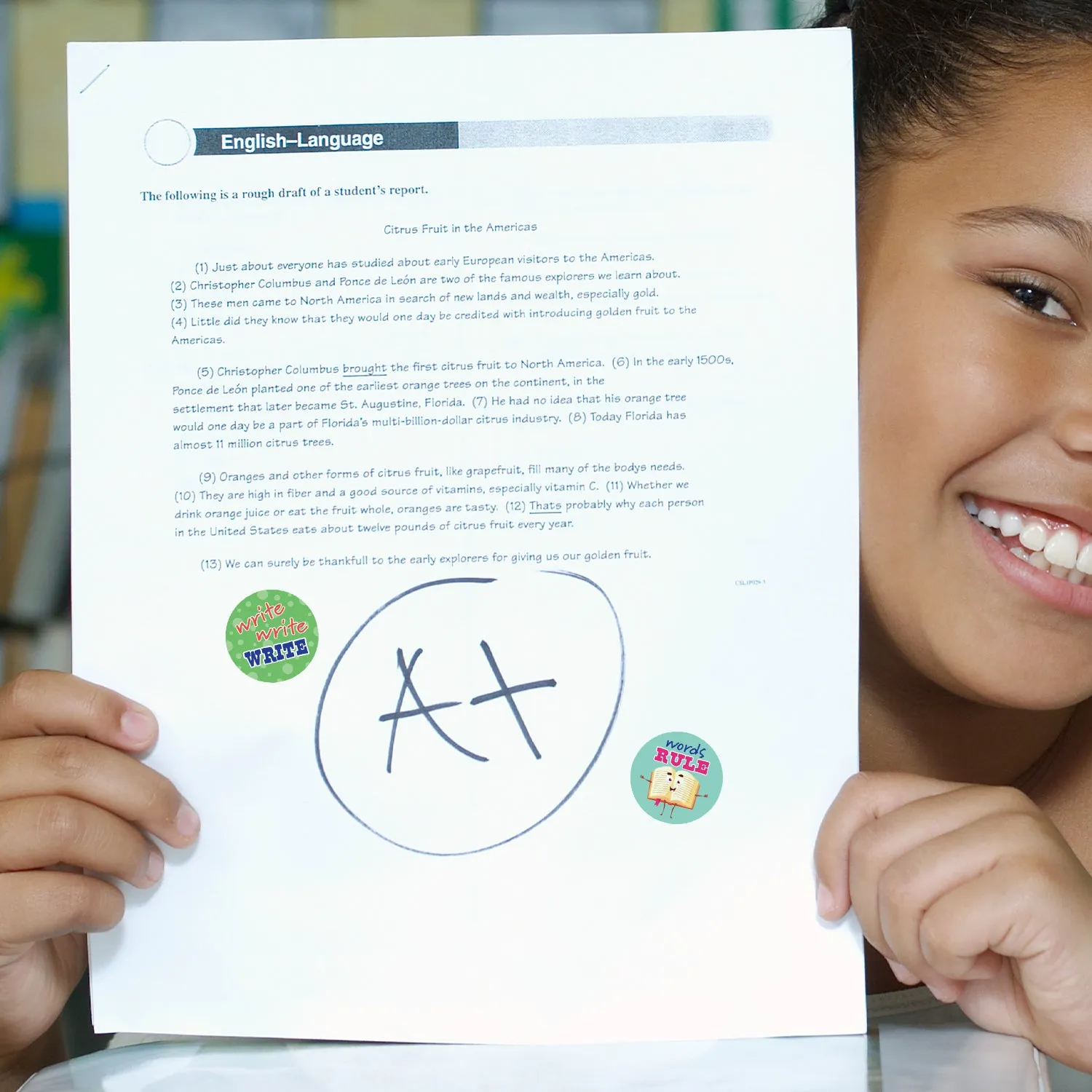 Motivational Teacher Reward Stickers for Students: Writing and Literature (1,080 Stickers)