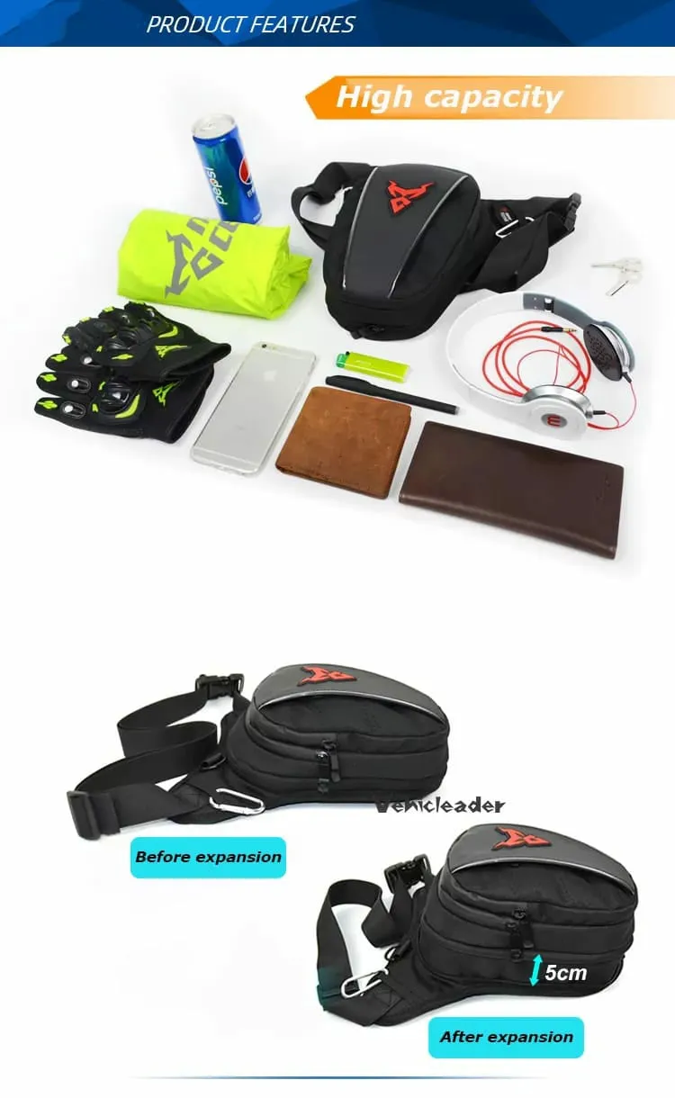 Moto Centric Motorcycle Leg Bag Thigh Waist Pack Hip Pouch 0105
