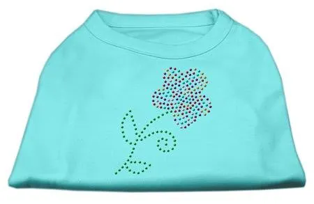 Multi-Colored Flower Rhinestone Shirt Aqua XXL (18)