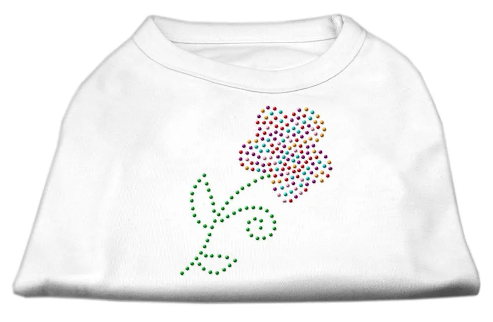 Multi-Colored Flower Rhinestone Shirt White XS (8)