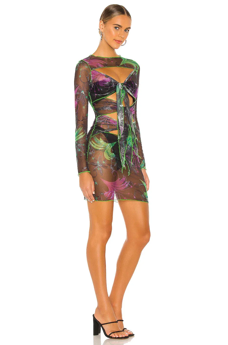 Multi Tie Stylish Mesh Dress