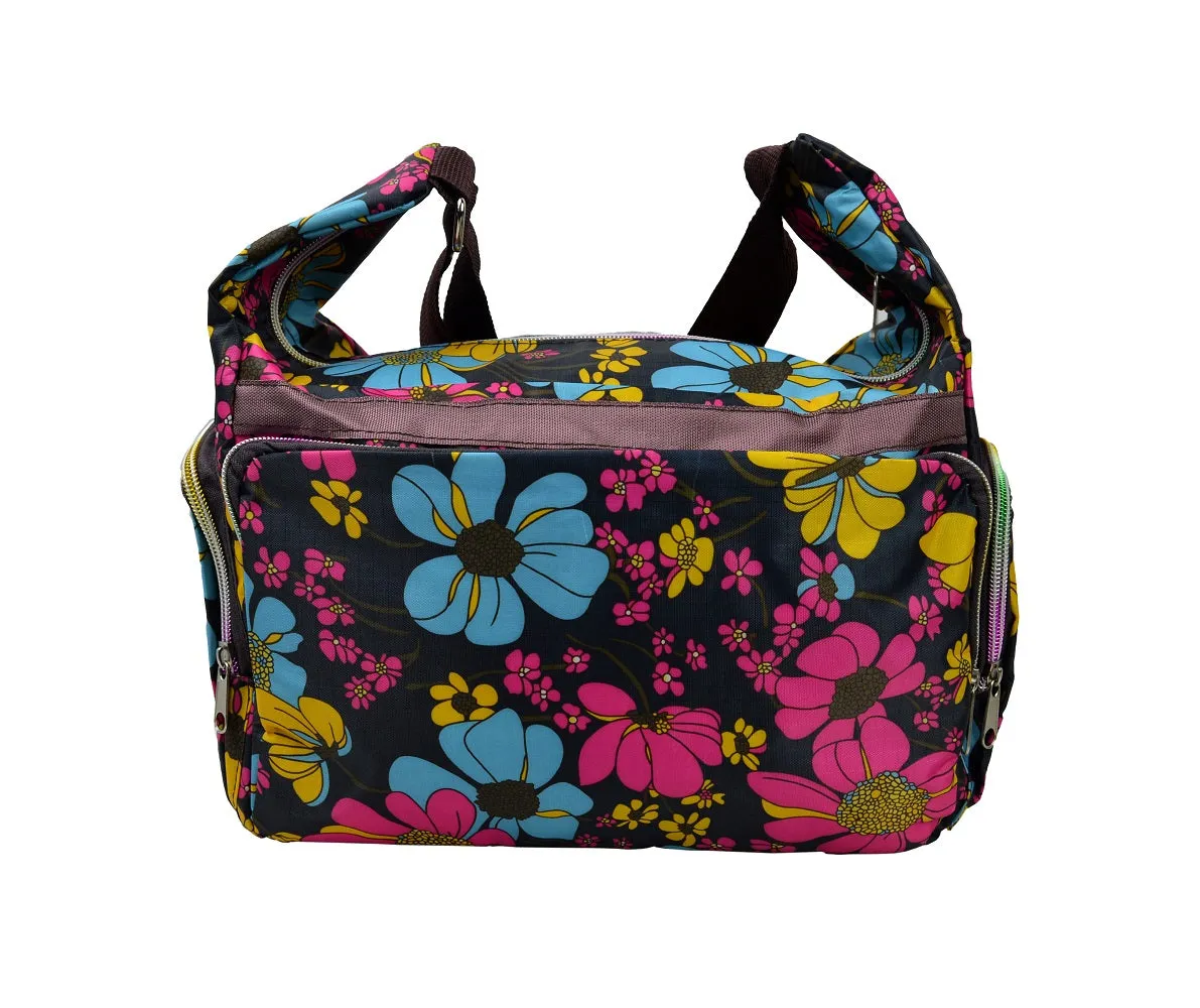 Multicolored Shoulder Bag with Colorful Floral Pattern