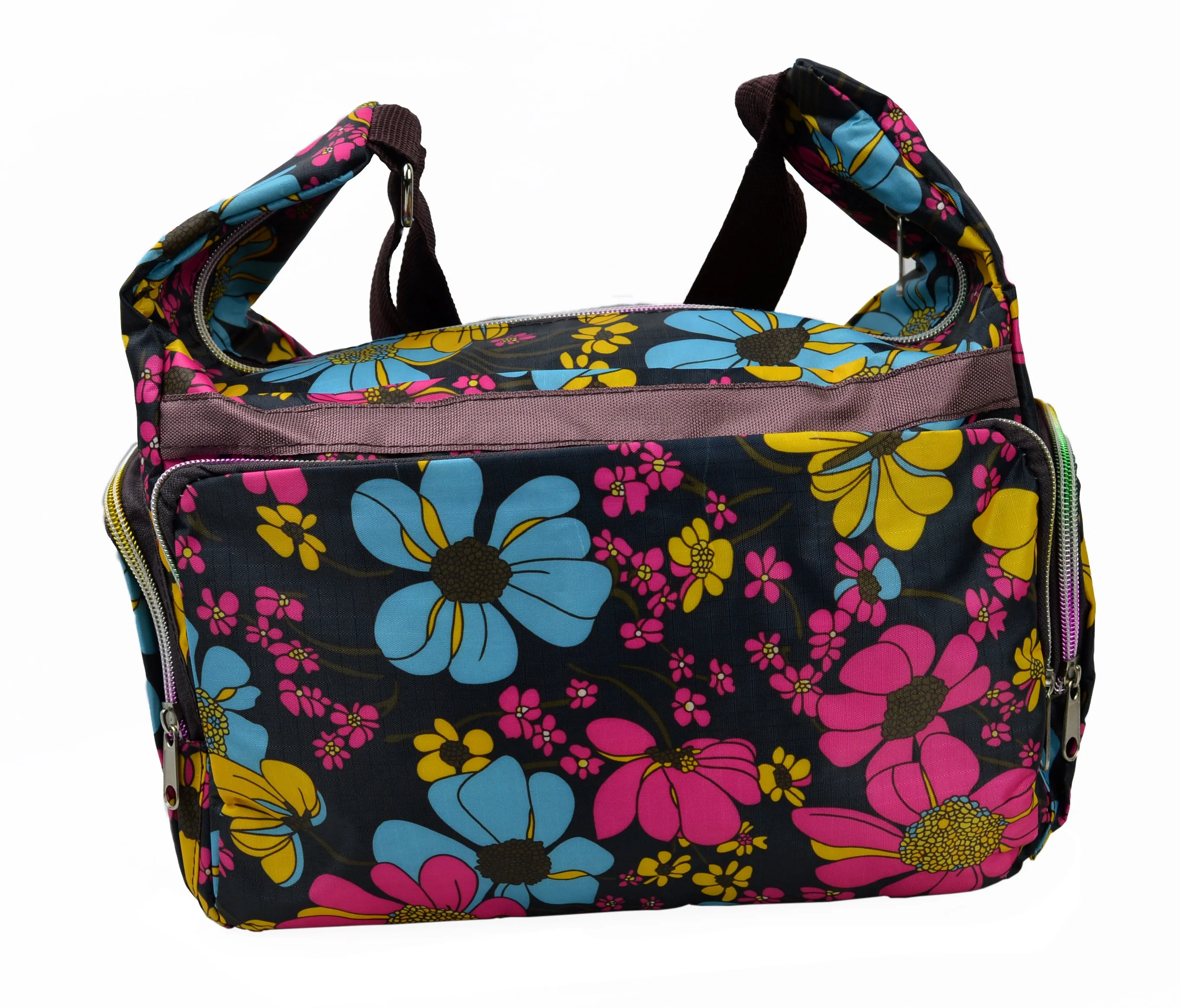Multicolored Shoulder Bag with Colorful Floral Pattern