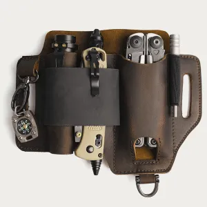 Multitool Men's Leather Sheath with Keychain Outdoor Camping EDC Belt