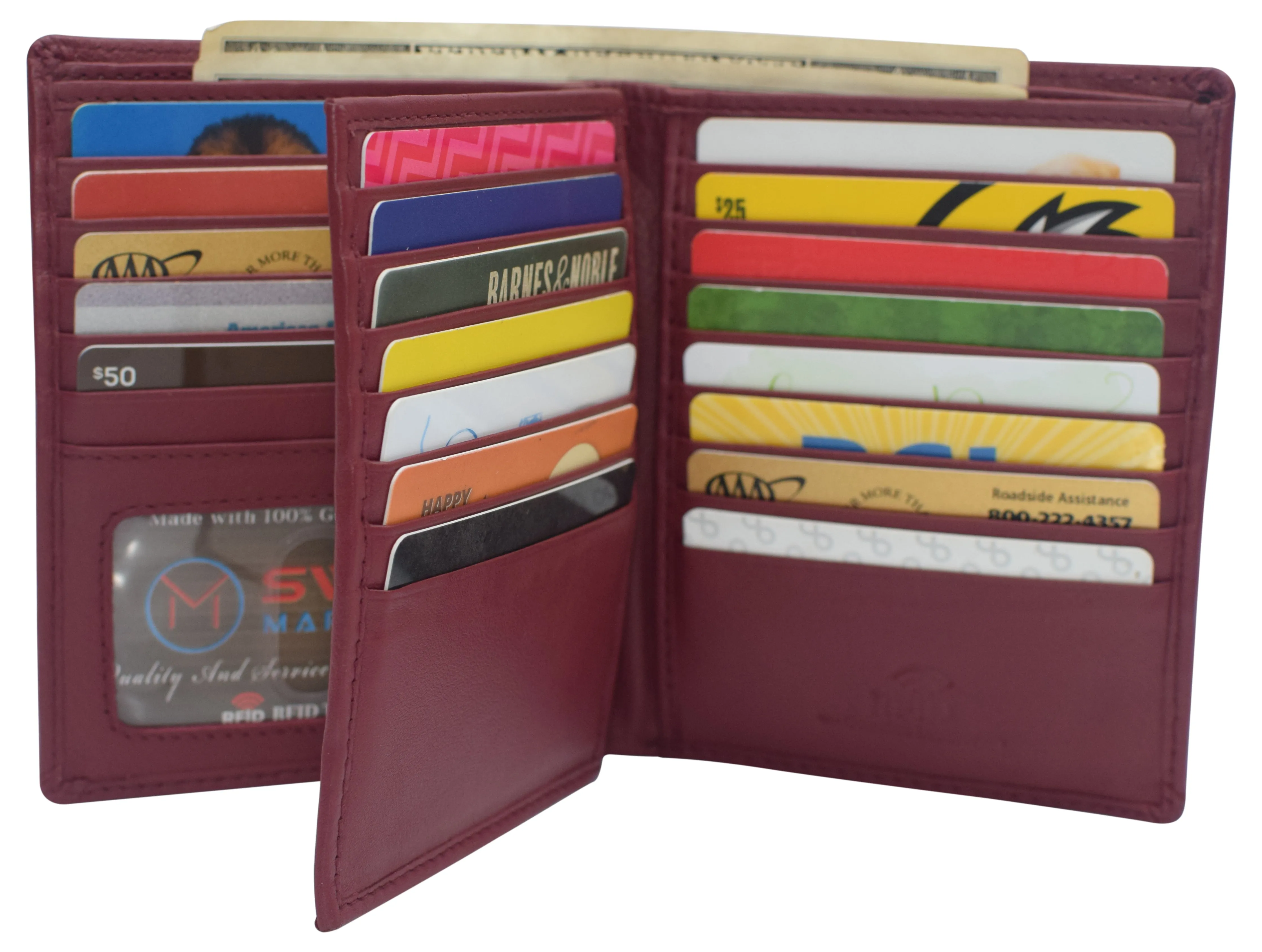 Napa Leather Hipster Bifold Wallet for Men With ID Window and RFID Blocking