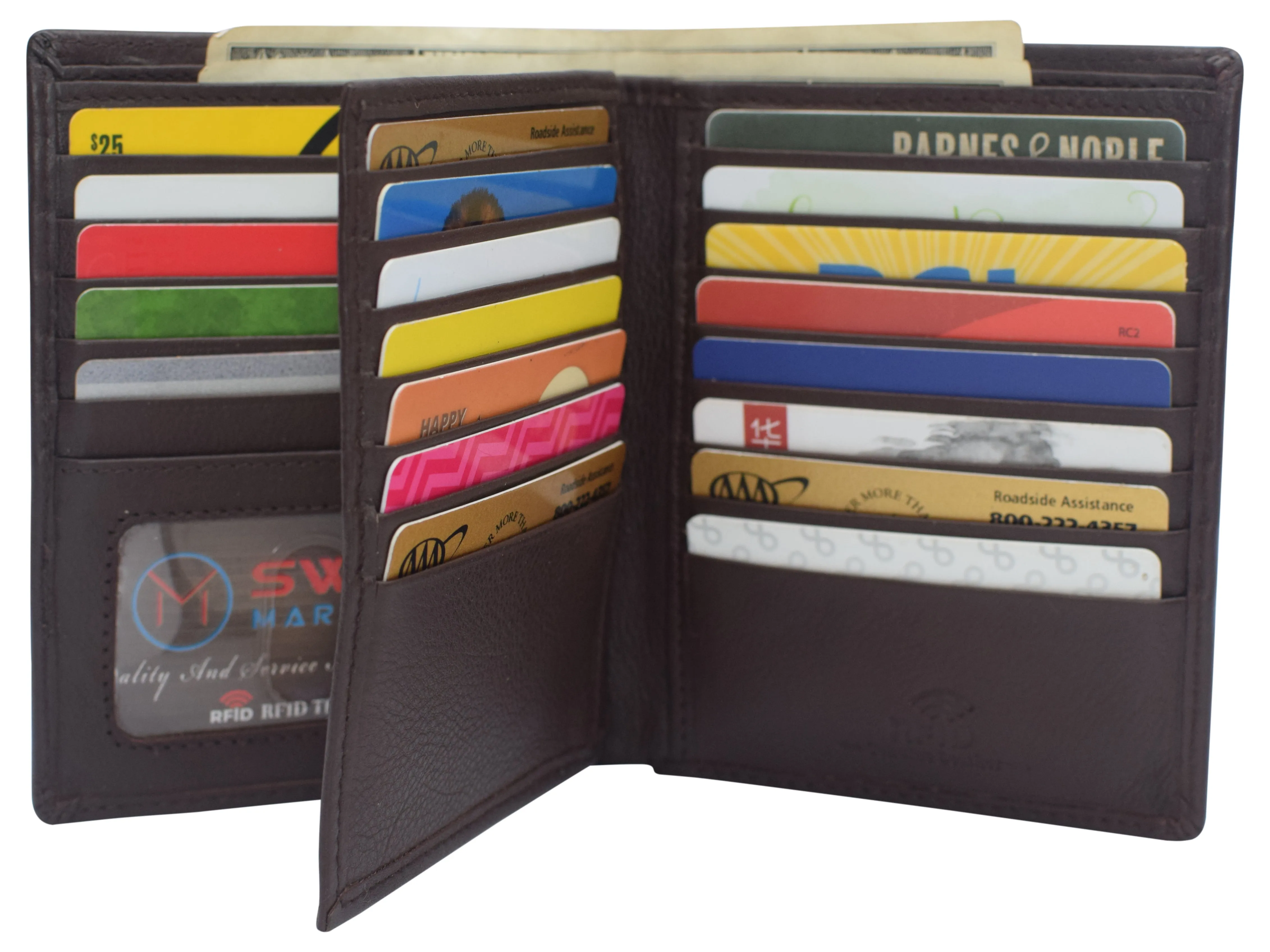 Napa Leather Hipster Bifold Wallet for Men With ID Window and RFID Blocking