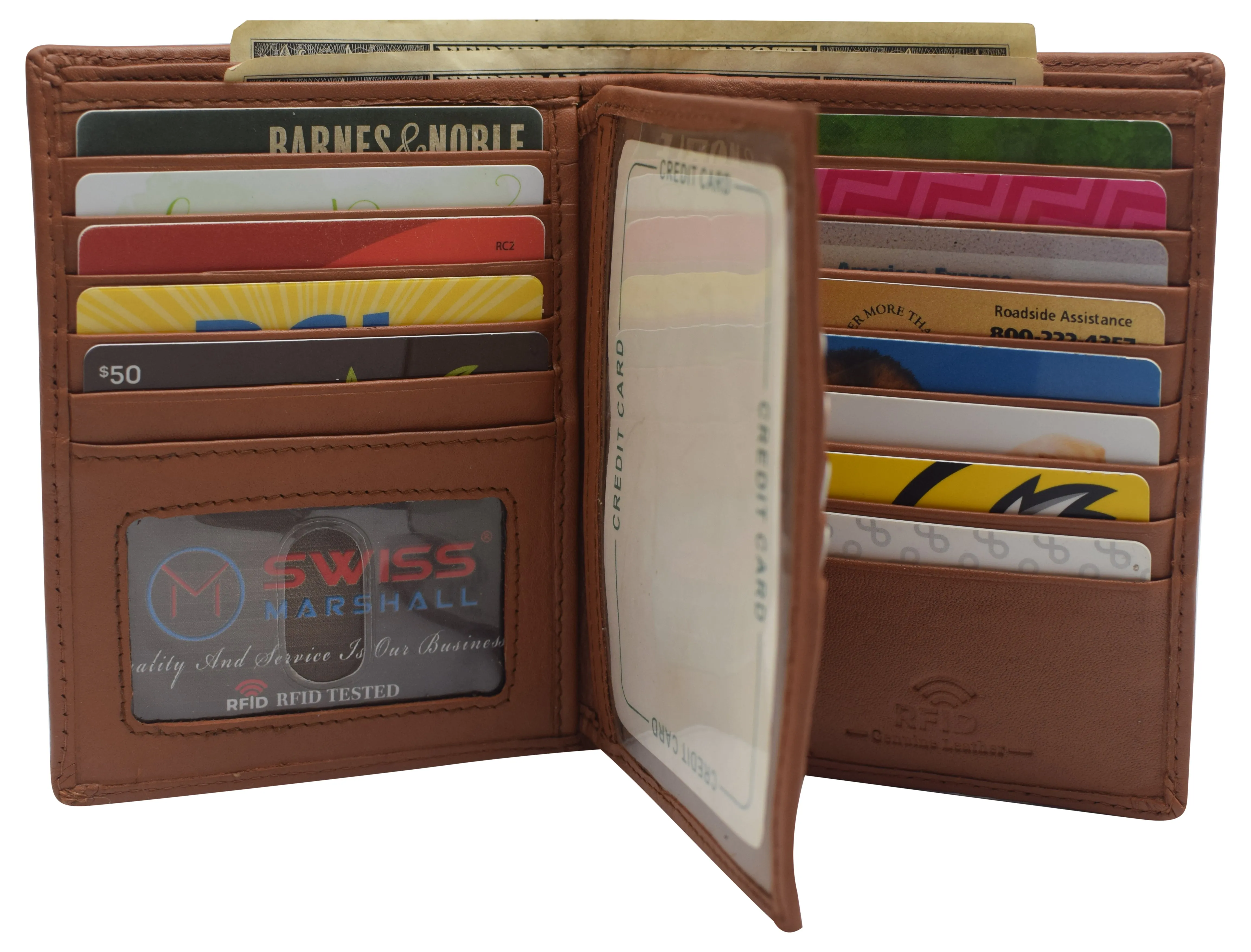 Napa Leather Hipster Bifold Wallet for Men With ID Window and RFID Blocking
