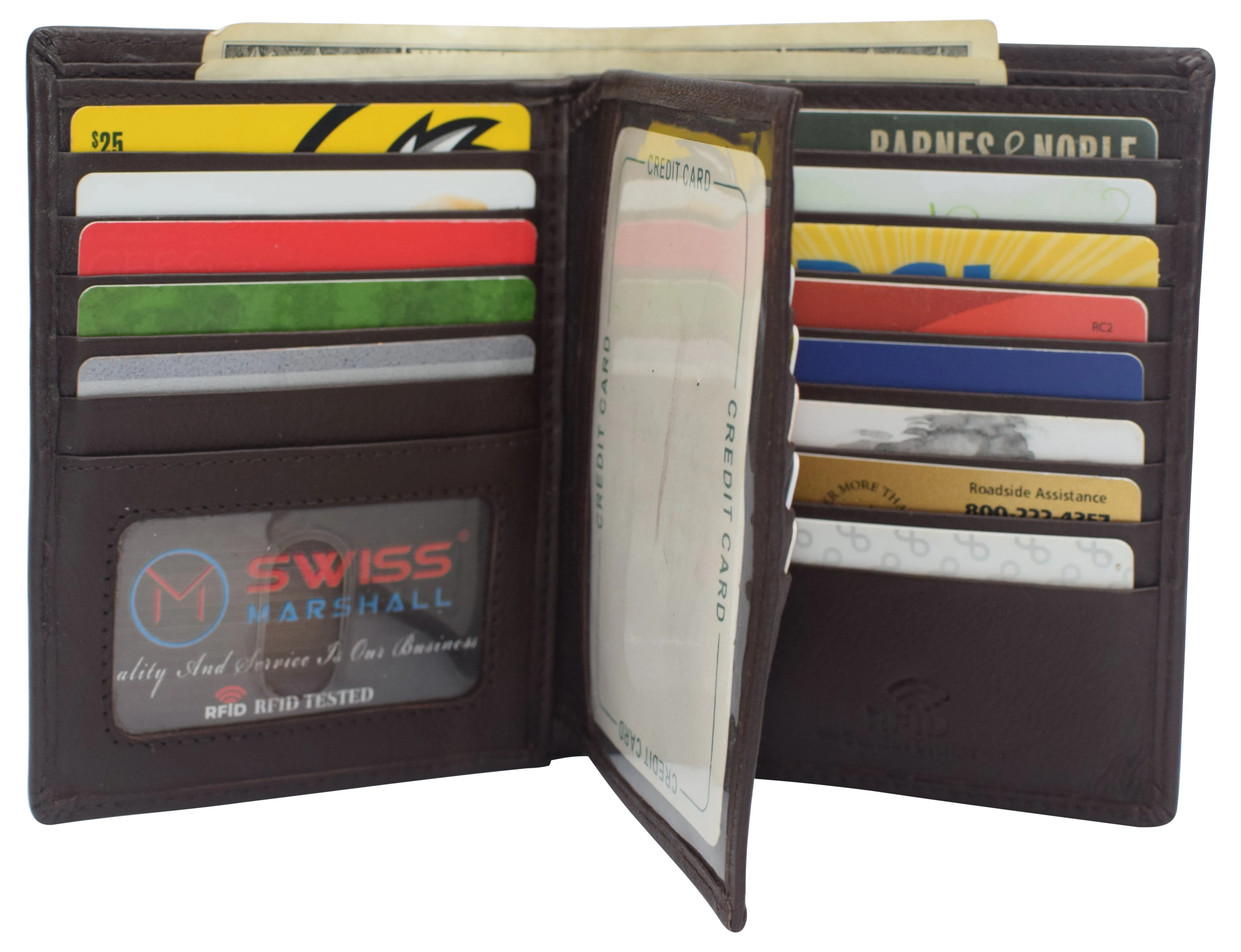 Napa Leather Hipster Bifold Wallet for Men With ID Window and RFID Blocking