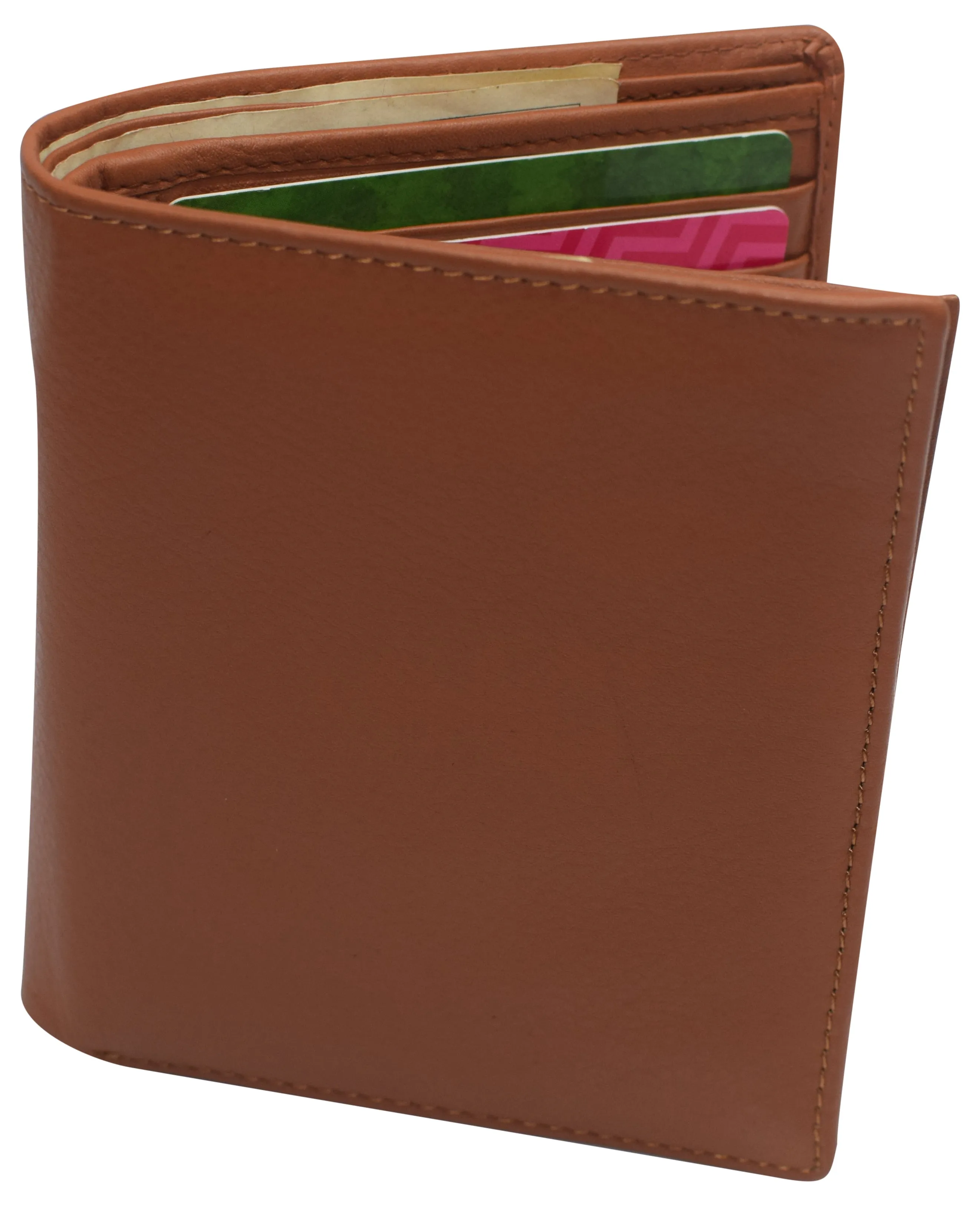 Napa Leather Hipster Bifold Wallet for Men With ID Window and RFID Blocking