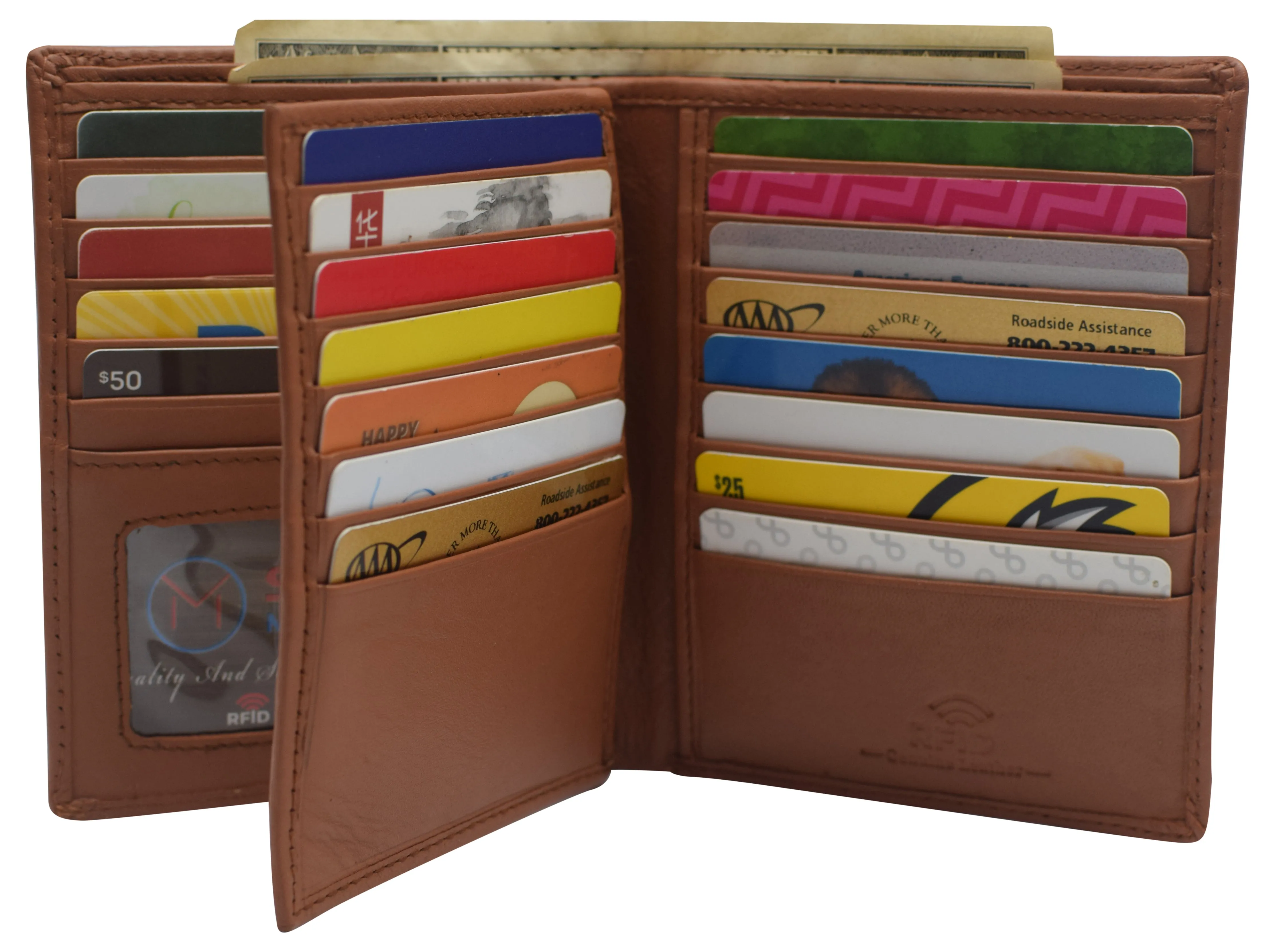 Napa Leather Hipster Bifold Wallet for Men With ID Window and RFID Blocking