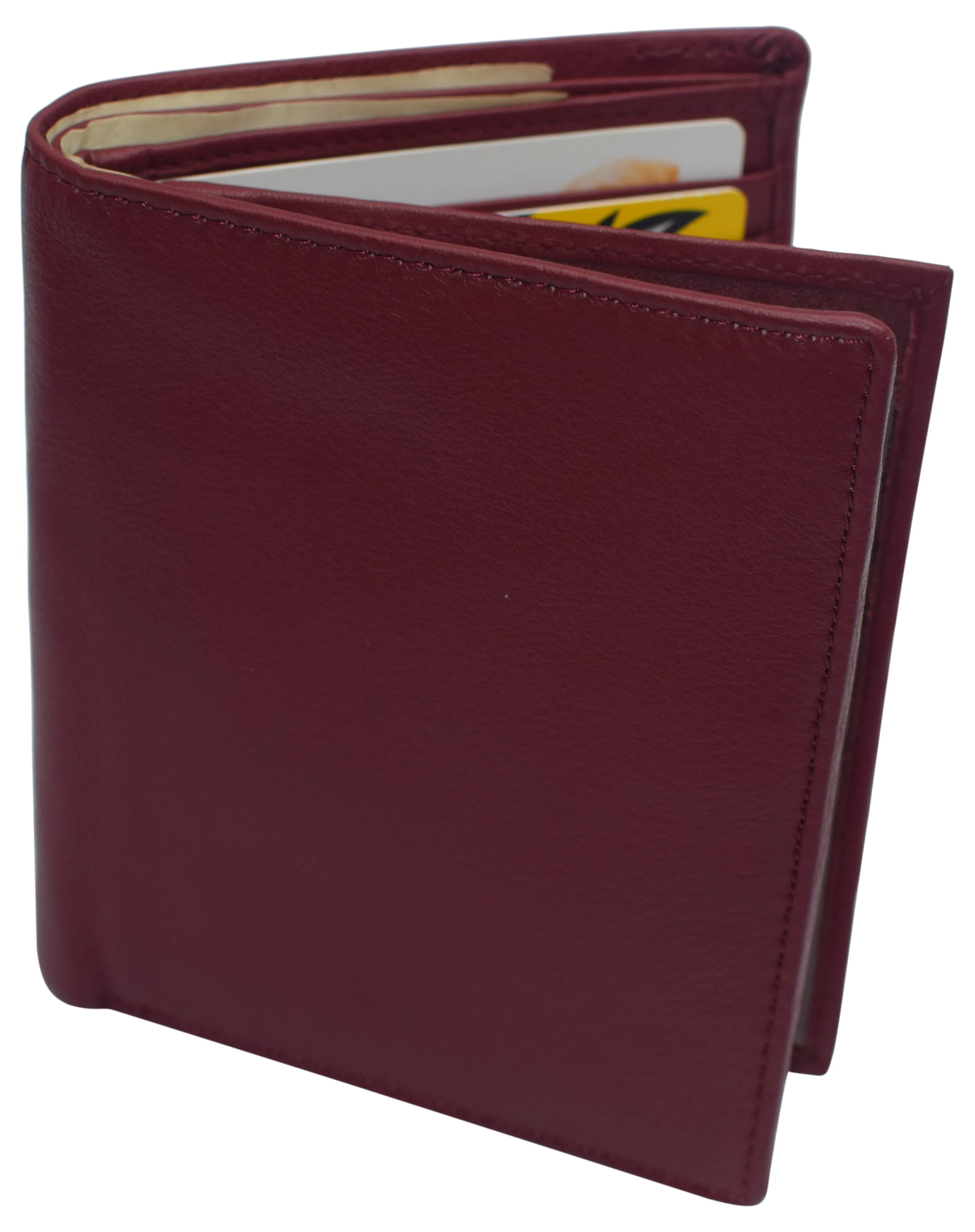 Napa Leather Hipster Bifold Wallet for Men With ID Window and RFID Blocking